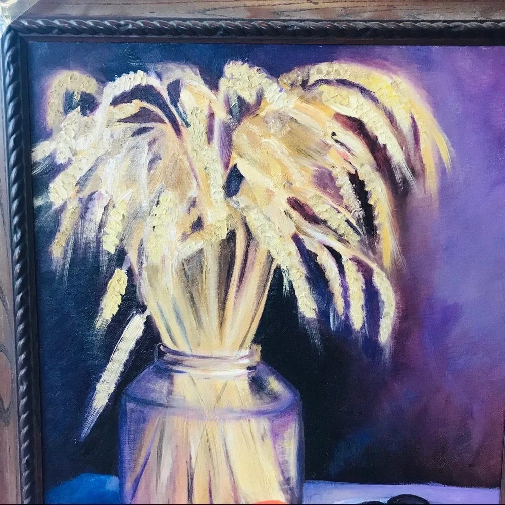 Vintage original oil painting on canvas in frame